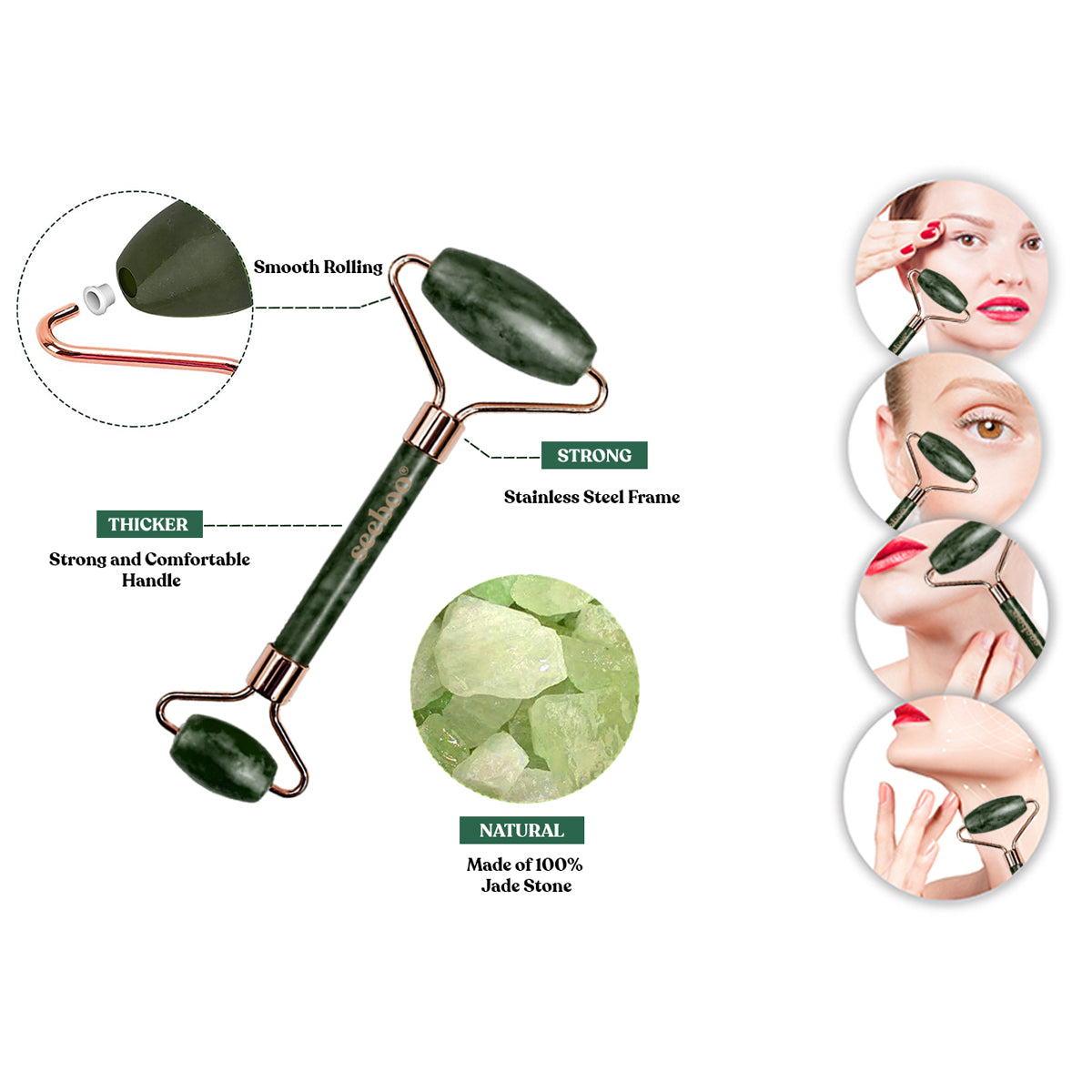 Jade Facial Roller & Gua Sha Tool