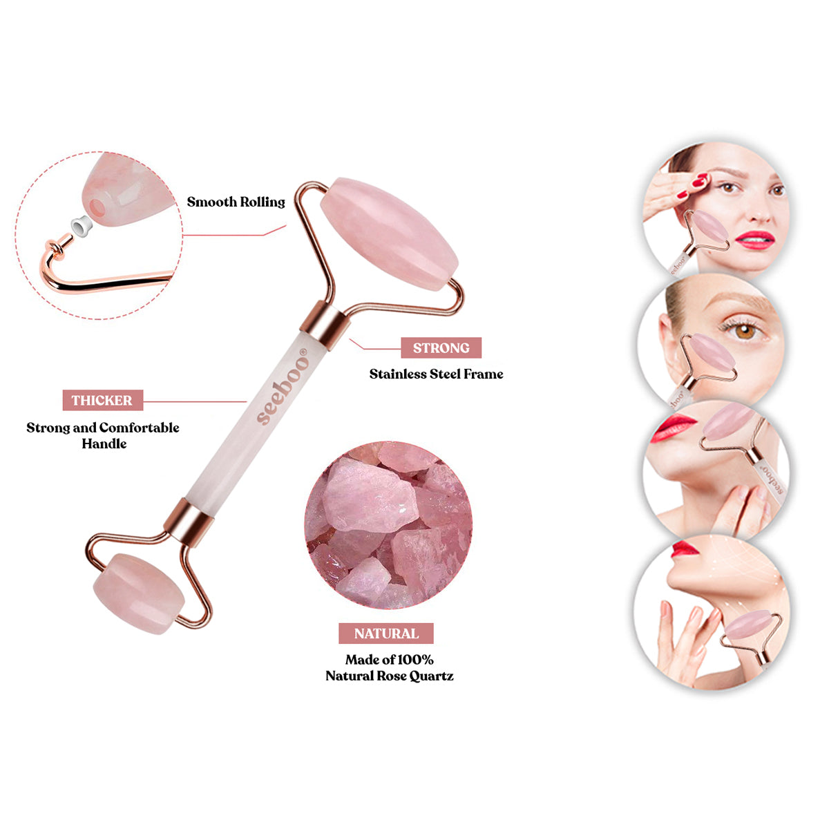 Rose Quartz Face Roller & Gua Sha Tool