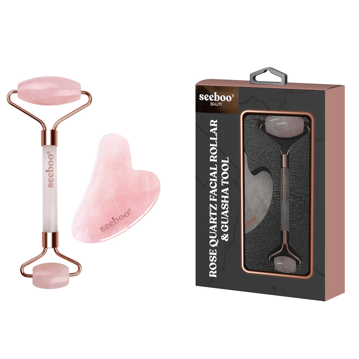 Rose Quartz Face Roller & Gua Sha Tool