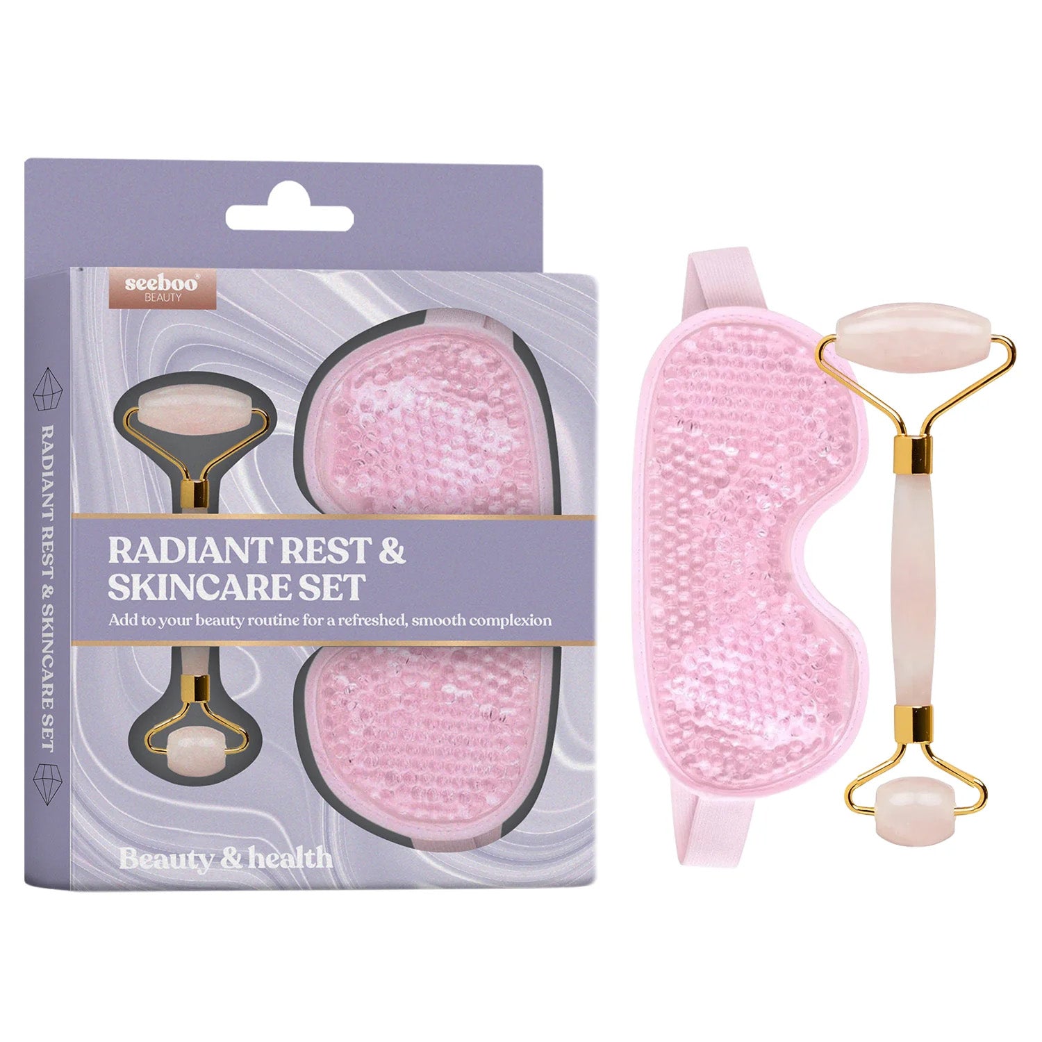 2-Piece: Cooling Beads Eye Mask & Jade Facial Roller Skincare Set