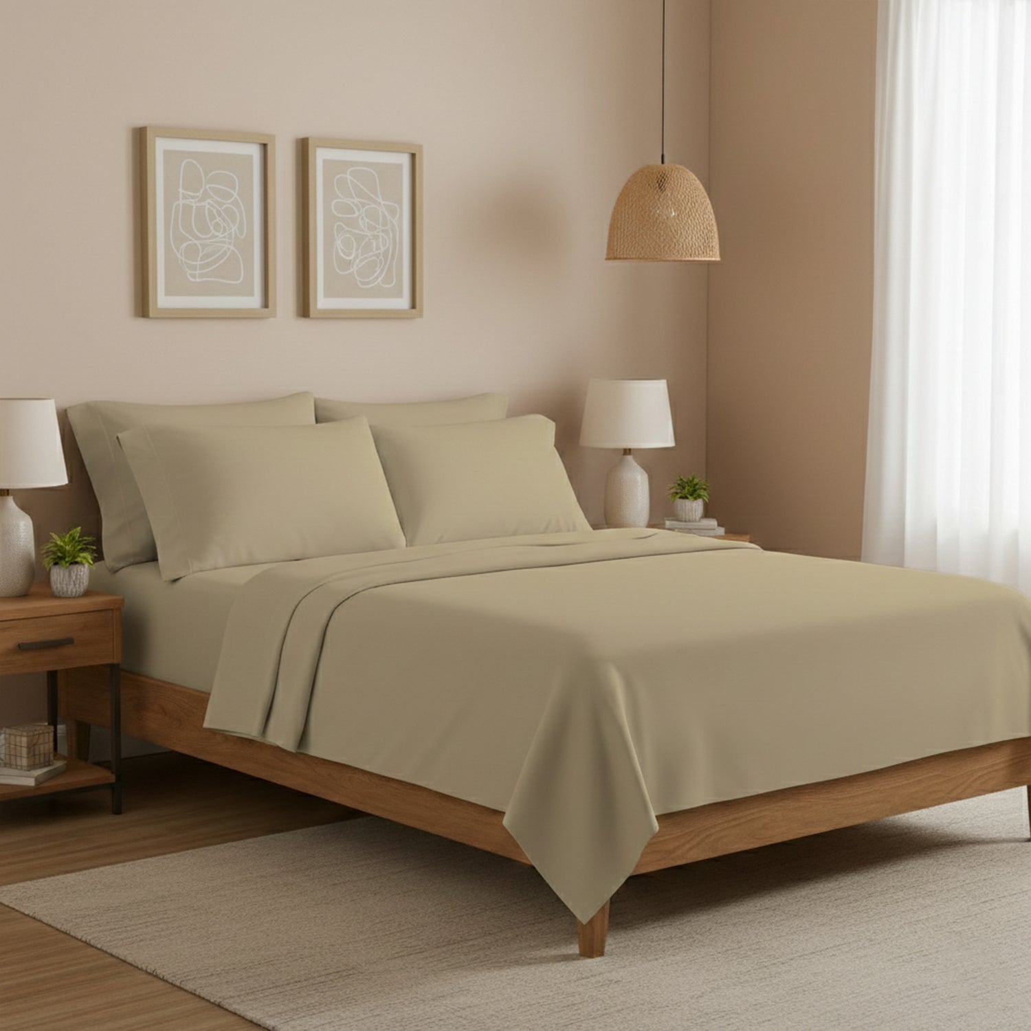 Lightweight Microfiber Bed Sheet Set – 6-Piece Ultra-Soft, Wrinkle-Free Bedding – Deep Pocket Sheets with Pillowcases – Full, Queen, King, California King