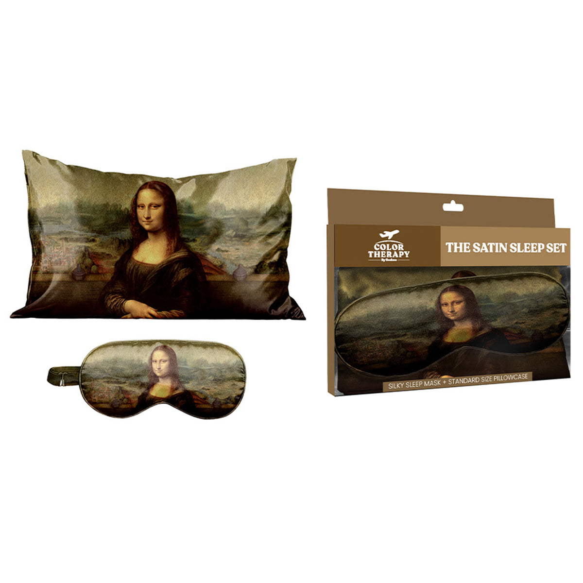 Art Inspired Silky Satin Sleep Set Satin Pillowcase & Matching Sleep Mask for Comfortable Nighttime Care