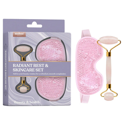 2-Piece: Cooling Beads Eye Mask &amp; Jade Facial Roller Skincare Set