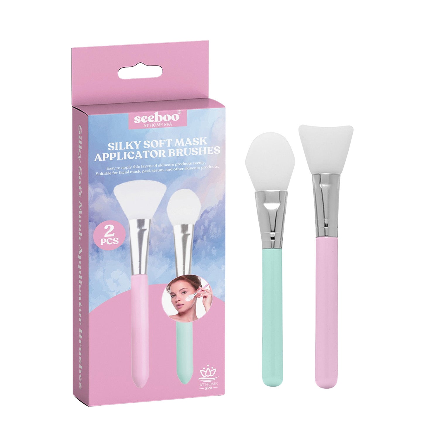 2-Pack: Silky Soft Silicone Mask Applicator and Makeup Brush Set