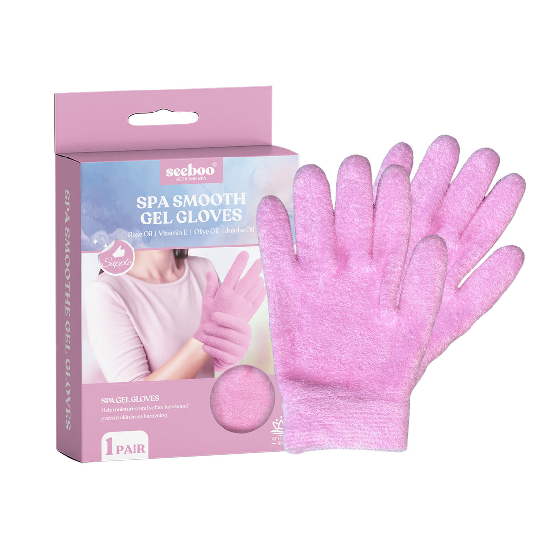 Smooth Gel-Lined Moisturizing Spa Gloves for Dry Hands (1-Pair)