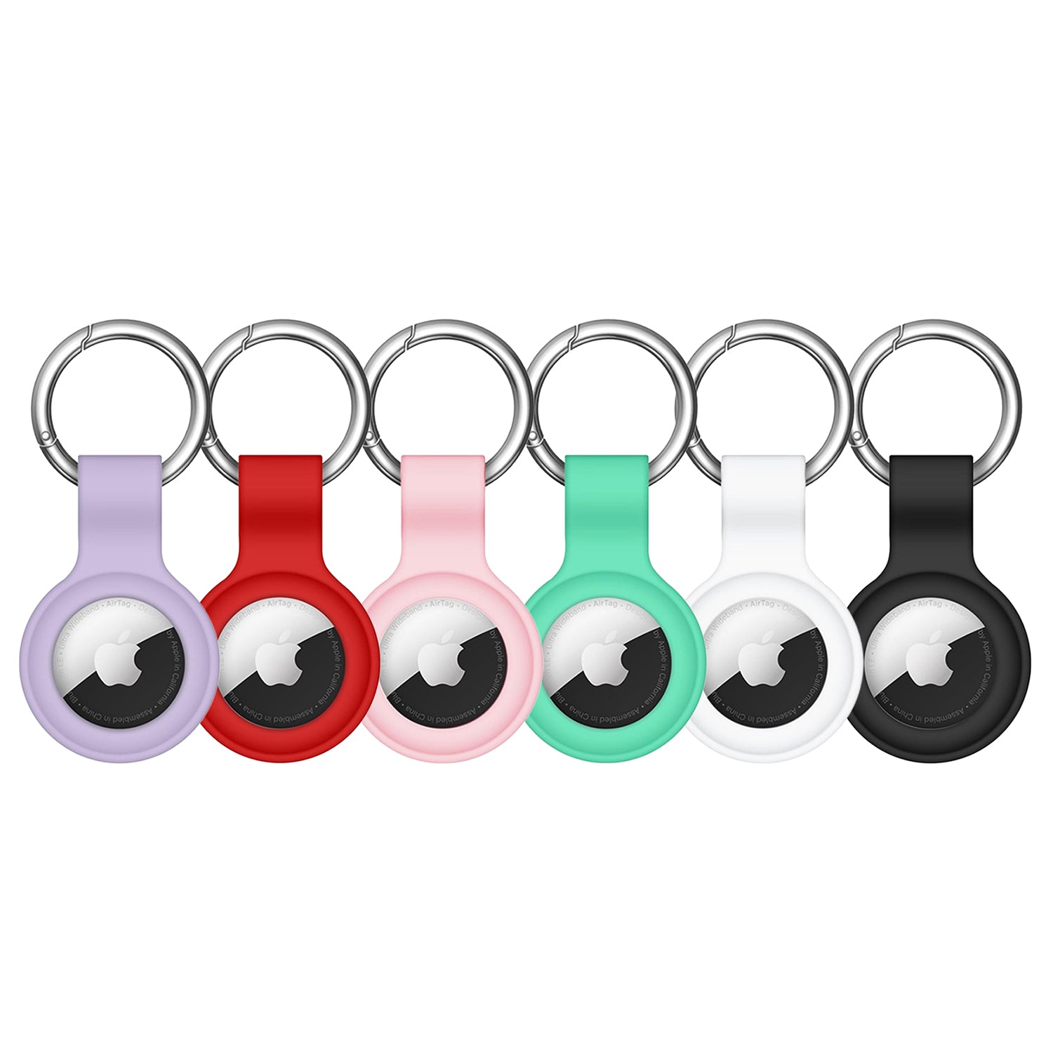 6-Pack: Protective Silicone Airtag Holder Tracker Cover With Loop Key Ring For Wallets, Purses, Bags, Luggage, Cat, Dog, Pets